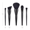 Wholesale Profession High Quality 5Pcs Black  Handle Travel Cosmetic Brushes Flat Foundation Blush Makeup Brushes Set